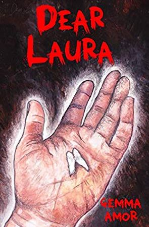 Image: A white hand is open with a tooth lying in the palm. The background is black, with red text reading: "Dear Laura. Gemma Amor."