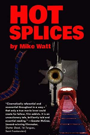 Image: An absurdist collage of a film reel, a film projector revealing an eye, and a film reel entering an open mouth.